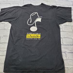 Vintage Unbeatable Wheatables Country Tour '94 Black Graphic T-shirt size Large